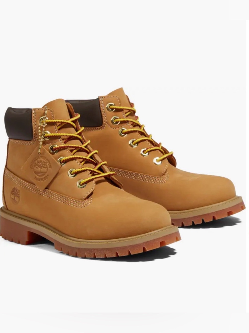 Timberland Kids Wheat 6 Inch Boots Leather Boys Sz 1 Waterproof Nubuck